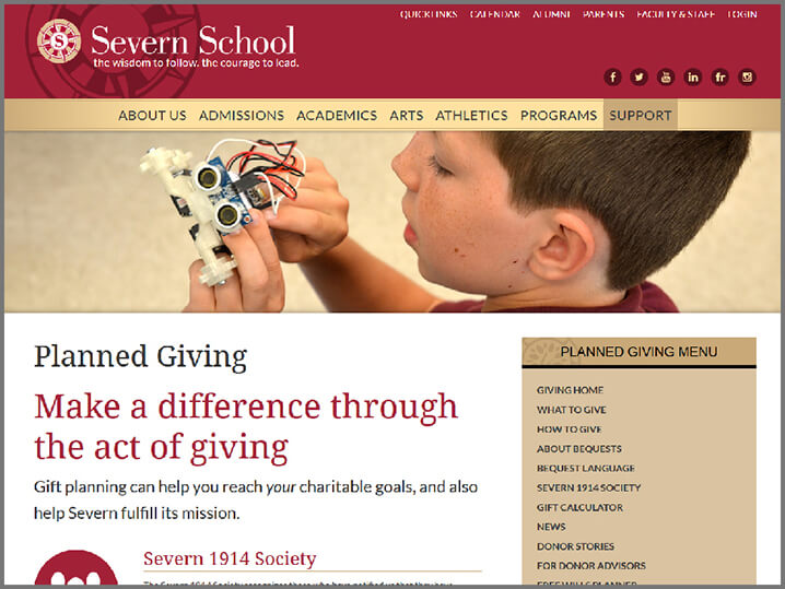 Severn School's Award Winning Website